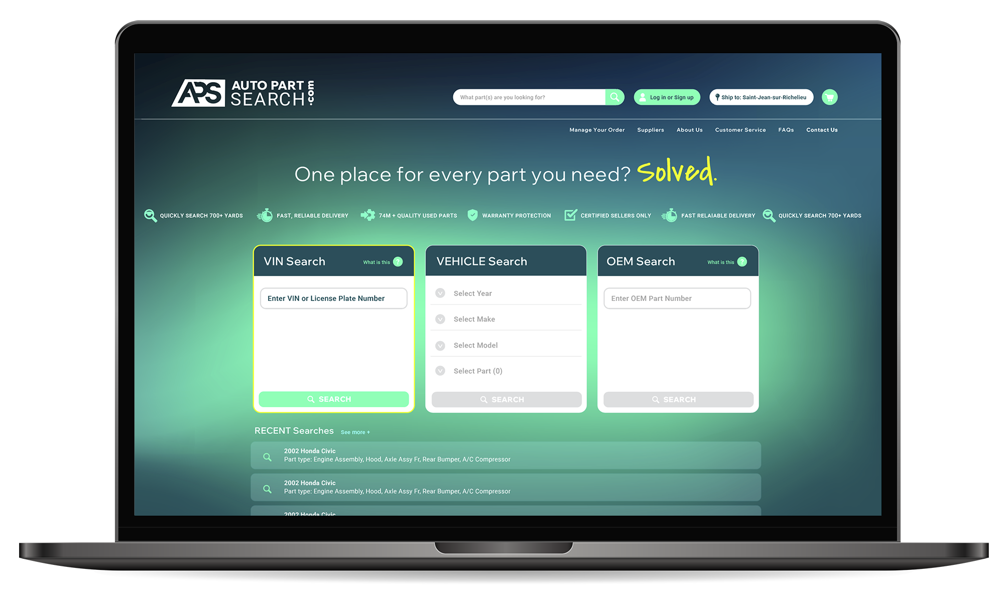 APS platform preview on laptop